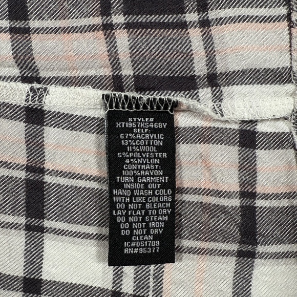 Sactuary Sweater Womens Small Light Gray Plaid Lined Long Sleeve Wool Blend - Picture 14 of 15